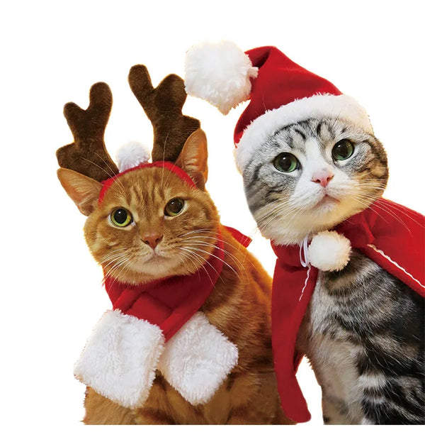 Christmas Pet Hat Cute Antlers Saliva Towel Cat Headgear Hat Birthday Dress Up Plush Rabbit Ears Bouncy Halloween Accessory