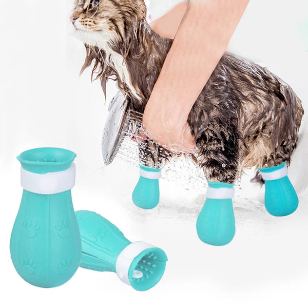 Adjustable Anti-Scratch Cat Shoes - Bath