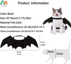 Pet Cat Bat Wings for Halloween Party Decoration,Puppy Collar Leads Cosplay Bat Costume,Cute Puppy Cat Dress Up Accessories