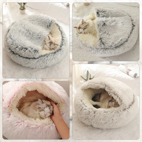 Winter Long Plush Round Bed